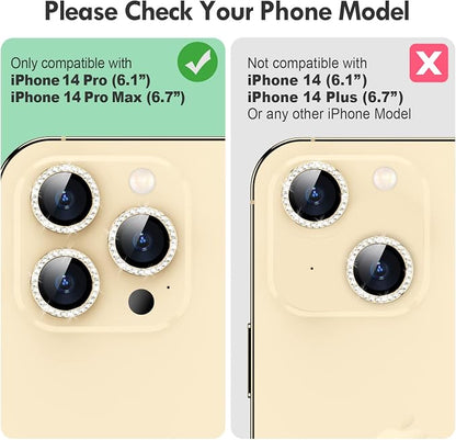 for iPhone 14 Pro/14 Pro Max Camera Lens Protector Bling, 9H Hardness - Image 2