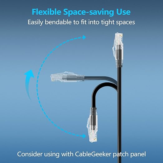 CableGeeker Patch Cables Cat6a 10ft Slim, Cat6 Ethernet Patch Cable 10G Support - Image 3