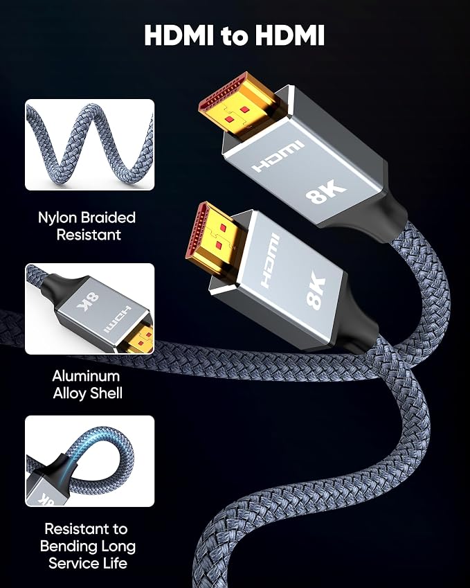 Capshi 50ft 8K 4K@120Hz HDMI Cable Long, Fiber Optic 48Gbps High Speed Cord - Image 7