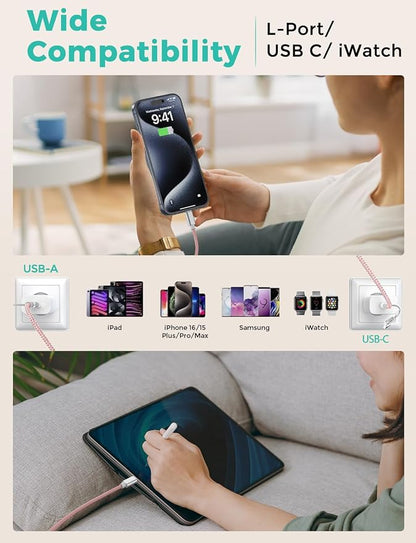 2Pack Pink-Travel Essentials 3 in 2 USB C Cable - Image 4