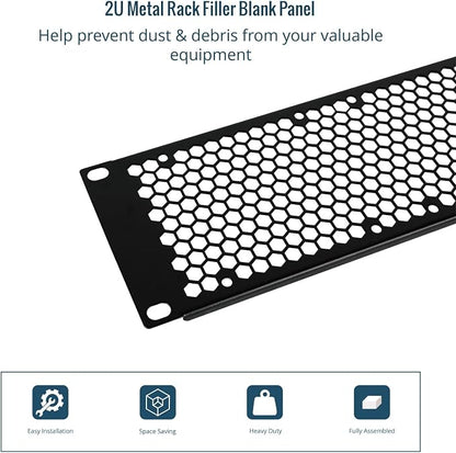 Tecmojo 2 Pack Vented 2U Blank Rack Mount Panel, Steel Patch Panel Filler - Image 5