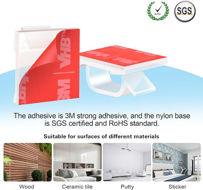 60 PCS XHF 3/4” Adhesive Cable Wire Clips Clear, Outdoor Christmas Light Clips - Image 3