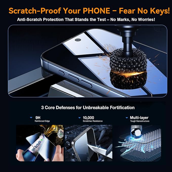 OneFish Glass Screen Protector for iphone 12/12 Pro, 9H Hardness Glass Scratch - Image 4