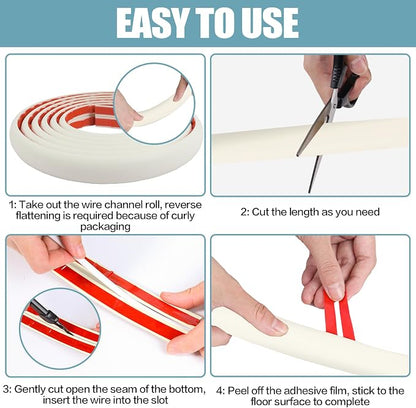Floor Cord Cover Cable Cavity Self Adhesive Cord Hider Floor 3.3FT Floor Cable - Image 7