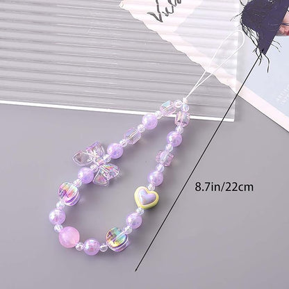 Beaded Phone Charm Lanyard Strap Girly Style Fixed Beads Pearl Lanyards - Image 5