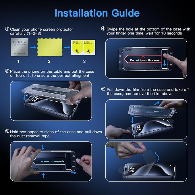 Uyiton Anti-Blue Light for iPhone 15 Screen Protector - Image 4