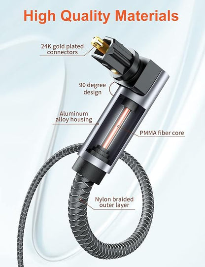 VANAUX 90 Degree Optical Cable, SPDIF Audio Optical Cord, 360 Degree Rotatable - Image 7