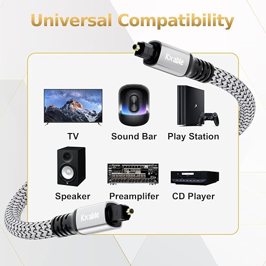 Optical Audio Cable 30 FT, Digital Audio Cable, Toslink Fiber Optic Cord - Image 5