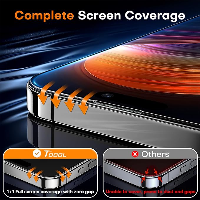 TOCOL for iPhone 16 Privacy Screen Protector True 25°Anti Spy 9H+ Hardness - Image 5