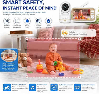 Smart Baby Monitor, 1500ft Long Range, 48 Hours Battery, 2K HD Camera, - Image 4