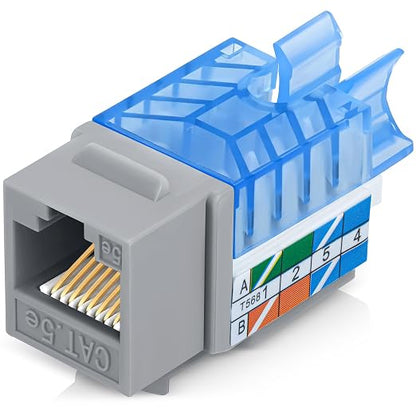 Everest 45° Angled RJ45 Cat5e Keystone Jacks 10-Pack in Gray by EverestMediaSolutions