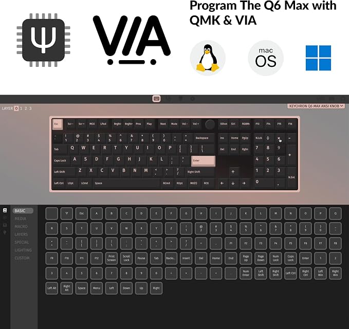 Keychron Q6 Max QMK/VIA Bluetooth Wireless /2.4 GHz/USB-C Wired Custom - Image 8