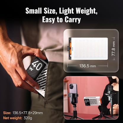 ZHIYUN FIVERAY M40 Video Light, 40W Portable Camera Light, 14000 Lux, CRI/TLCI - Image 3