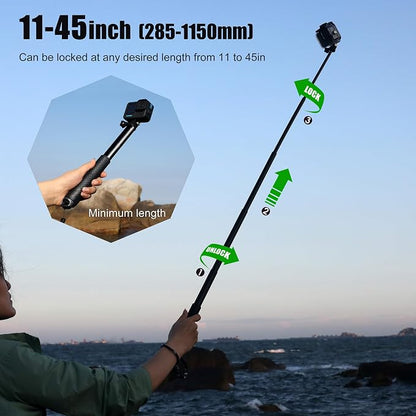 SOONSUN 45'' Waterproof Selfie Stick Extendable Monopod Hand Grip Aluminum - Image 3