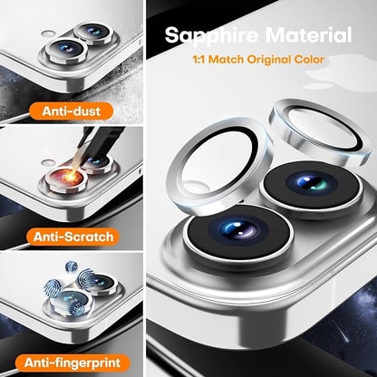 Camera Lens Protector for iPhone 17/16/16 Plus, Tempered Glass Metal Individual - Image 3