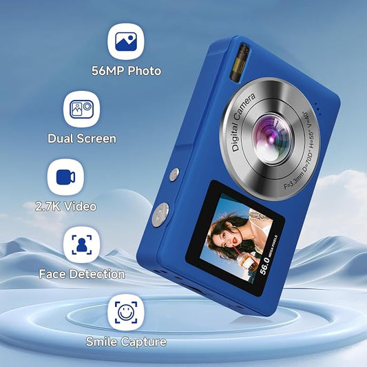 Digital Camera, 56MP 2.7K Dual-Screen Selfie Camera - Image 2