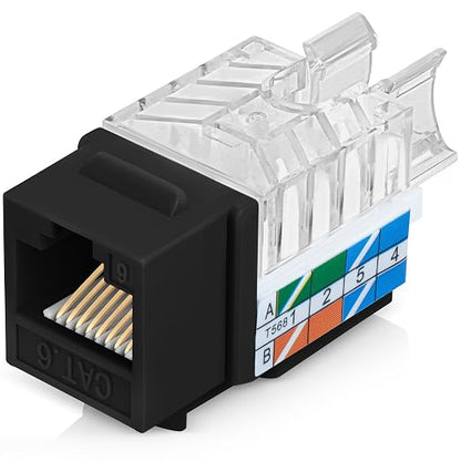 Everest 45° Angled RJ45 Cat6 Keystone Jacks 50-Pack in Black by EverestMediaSolutions