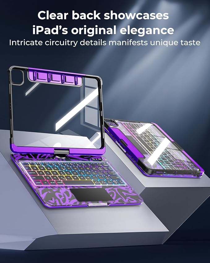 SIBEITU Keyboard Case for iPad Pro 13 Inch, 360 Rotatable iPad Pro 13 Clear - Image 7
