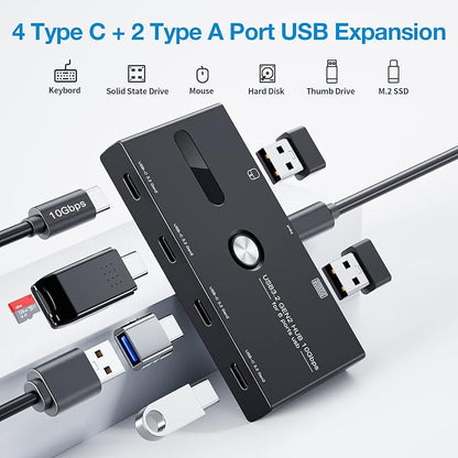 10Gbps USB C Hub, 6 Ports USB C Splitter, Type-C and USB 3.2 to USB C Hub - Image 2