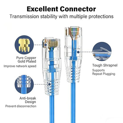 Jadaol UL Listed Patch Cables Cat 6a / Cat 6 1.5 ft 24-Pack, 10Gbps 550MHz Slim - Image 5