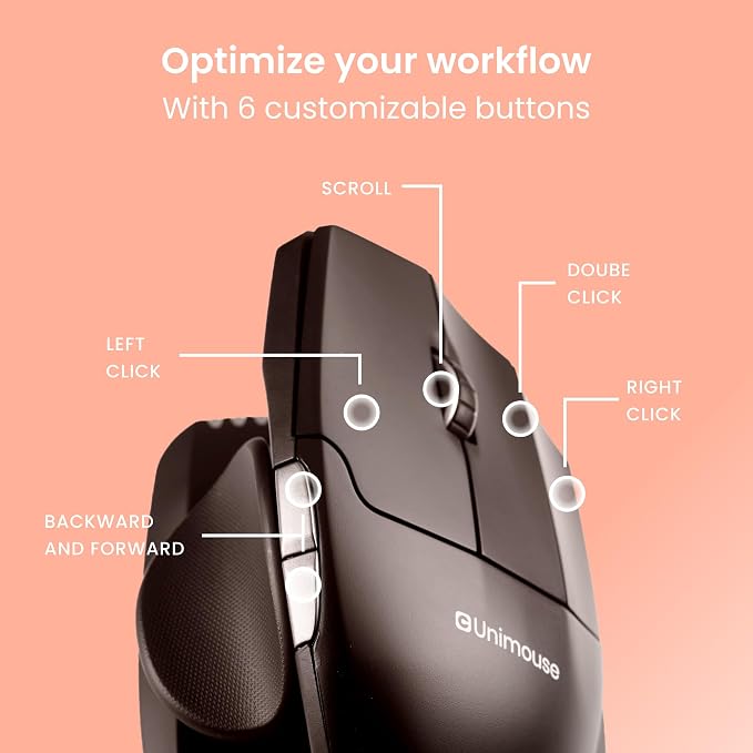 Contour Unimouse Ergonomic Vertical Mouse – Adjustable 35°-70° Angle, - Image 4