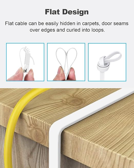 Yauhody CAT 6 Ethernet Cable 10ft 6-Pack White, High Speed Solid Flat CAT6 - Image 5