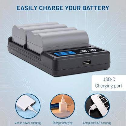 2-Pack EN-EL3e Battery with USB-C Dual Charger Compatible with Nikon D50 - Image 4