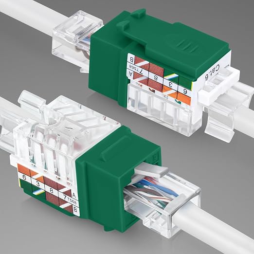 Everest 45° Angled RJ45 Cat6 Keystone Jacks 50-Pack in Green - Image 8