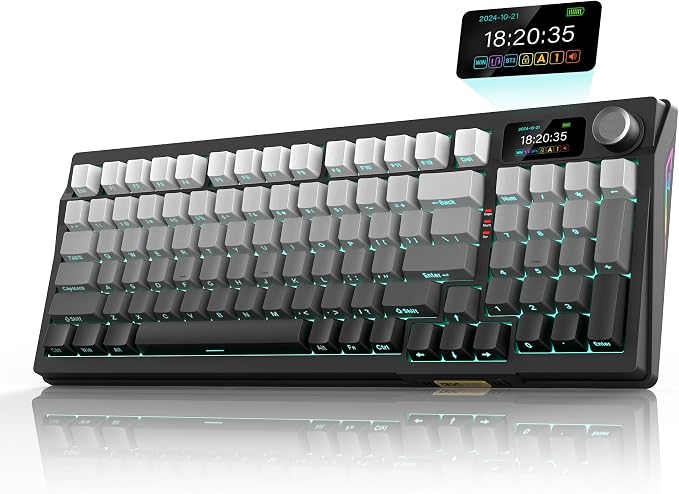 RedThunder K95 Wireless Mechanical Keyboard, TFT Screen & Knob, Trip-Modes by RedThunder