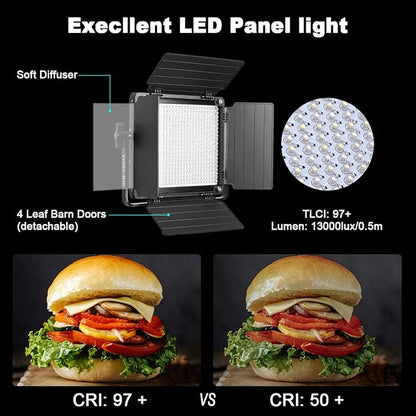GVM 480 LED Video Light with Tripod, Dimmable 2300K-6800K LED Video Lighting - Image 2