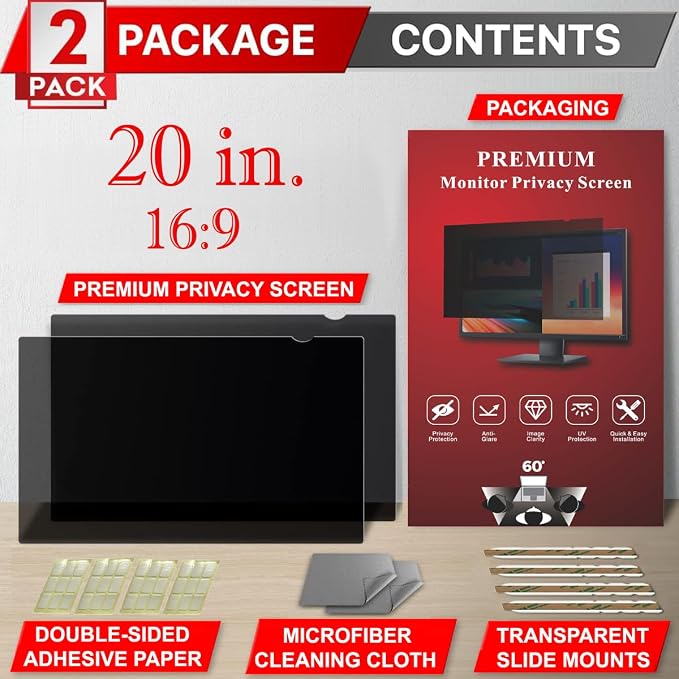 20 Inch Privacy Screen Filter for Widescreen 16:9 Monitor | Privacy Shield | - Image 4