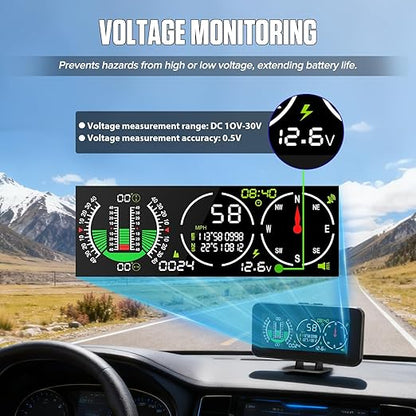 M60 Car Inclinometer for Off-Road SUV Vehicles, MPH KMH GPS Speedometer - Image 3