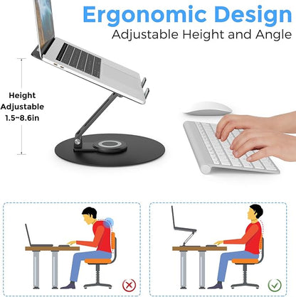 Swivel Laptop Stand for Desk, Adjustable Height Aluminum Computer Stand - Image 6