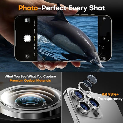 for iPhone 15 Pro/15 Pro Max Camera Lens Protector, Tempered Glass Screen - Image 4