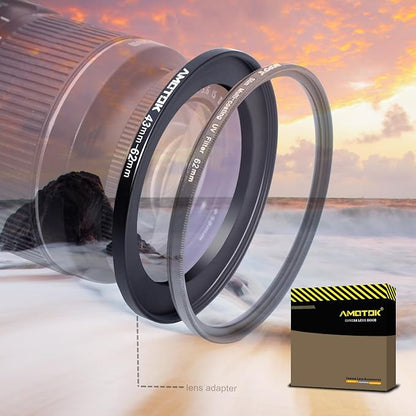 43mm to 62mm Lens adapter/43mm Lens to 62mm Camera Filters Ring Compatible All by AMOTOK