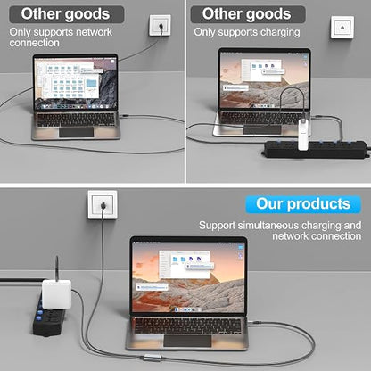 USB C to Ethernet Cable with Charging 10 Feet, USB-C Male 100W PD & Gigabit LAN - Image 5