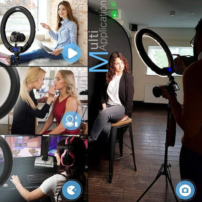 19 inch Ring Light with Remote Controller and Stand iPad Holder, 60W Bi-Color - Image 6