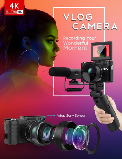 Digital Camera with Creator Accessory Kit 4K Photography Cameras 48MP Remote - Image 2