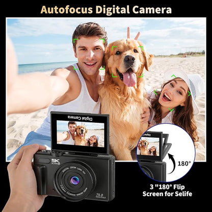 Ourlife Cameras for Photography, 5K 75MP Autofocus Vlogging Camera for YouTube - Image 4