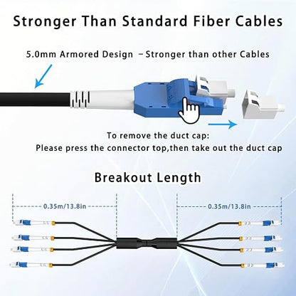 200M/656FT LC to LC Armored Outdoor Fiber Optic Cable, Single Mode Duplex - Image 7
