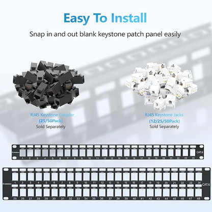 CableGeeker 24 Port Blank Keystone Patch Panel - Image 2