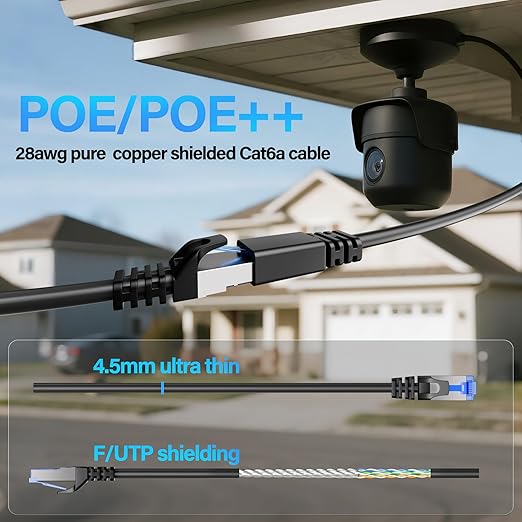 Cat6A Ethernet Cable Shielded 10Gbps 1 ft, Slim Shielded Ethernet Cable Cat 6 - Image 6