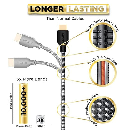 PowerBear 4K HDMI Cable 6 ft | High Speed, Braided Nylon & Gold Connectors - Image 3