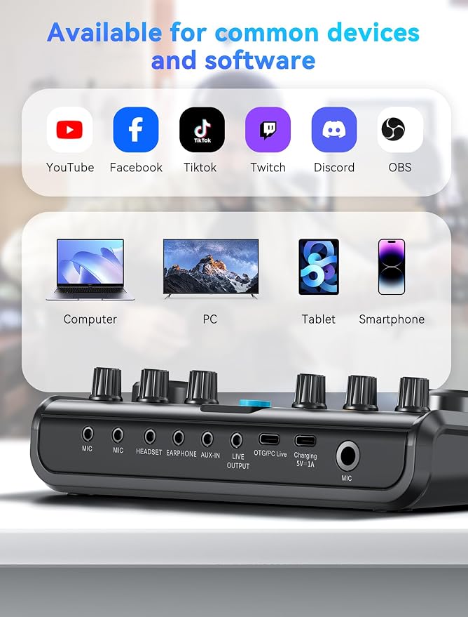SINWE Podcast Equipment Bundle, Audio Interface - Image 6