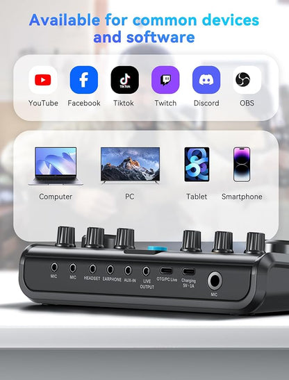 SINWE Podcast Equipment Bundle, Audio Interface - Image 6