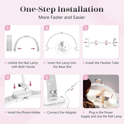 LIONVISON Half Moon Light for Nail Desk: 31-inch Manicure Table Light - 48W - Image 9