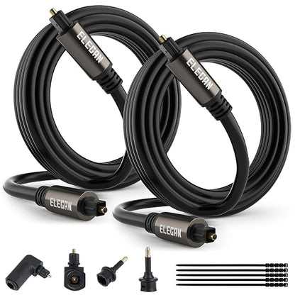 Elecan Optical Audio Cable 15 Ft/2 Pack Digital Audio Toslink Cable Cord-Fiber by Elecan