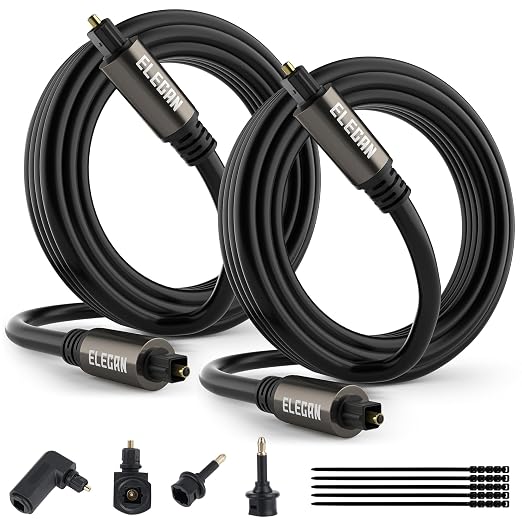 Elecan Optical Audio Cable 12 Ft/2 Pack Digital Audio Toslink Cable Cord-Fiber by Elecan