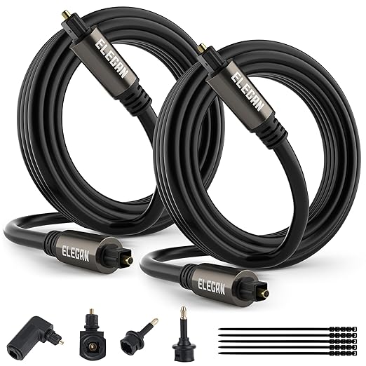 Elecan Optical Audio Cable 10 Ft/2 Pack Digital Audio Toslink Cable Cord-Fiber by Elecan