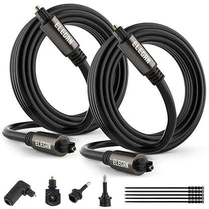 Elecan Optical Audio Cable 10 Ft/2 Pack Digital Audio Toslink Cable Cord-Fiber by Elecan